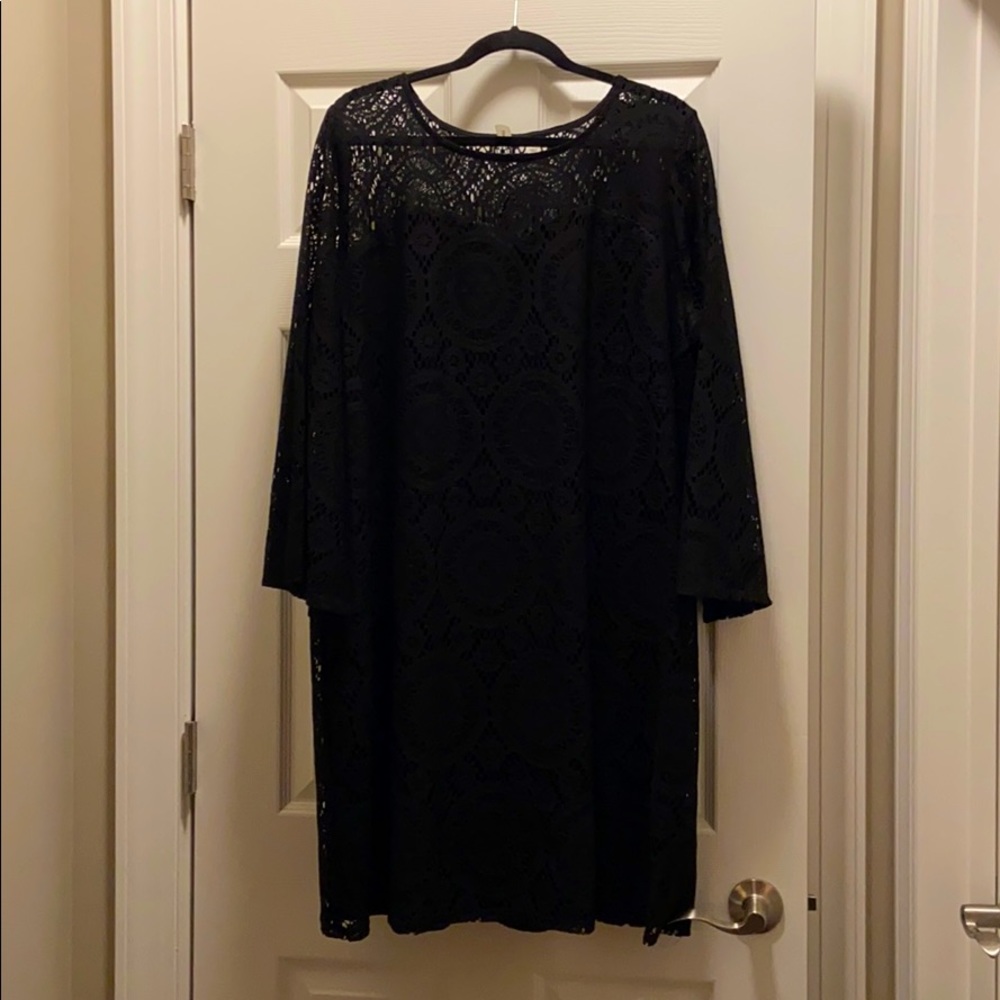 Black lace overlay dress.  2x